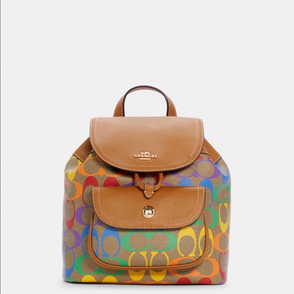 Coach Pennie Small Rainbow Signature Backpack Bag